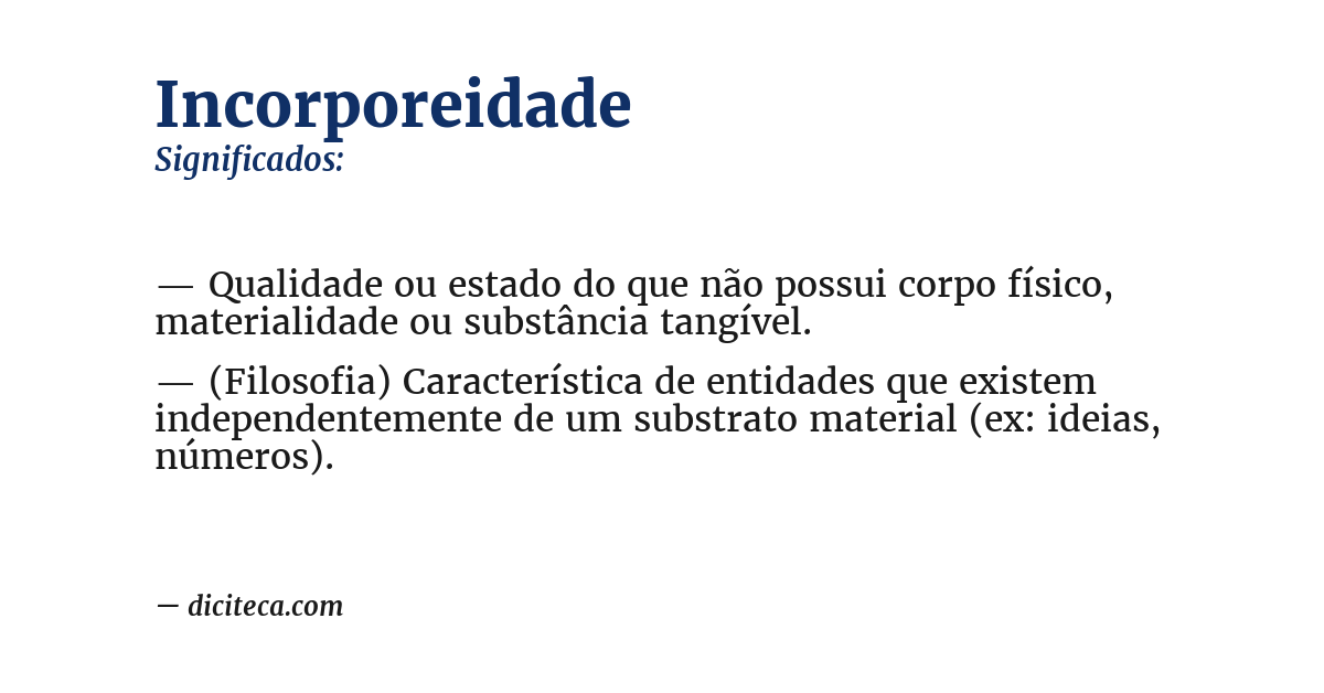 Significado de incorporeidade
