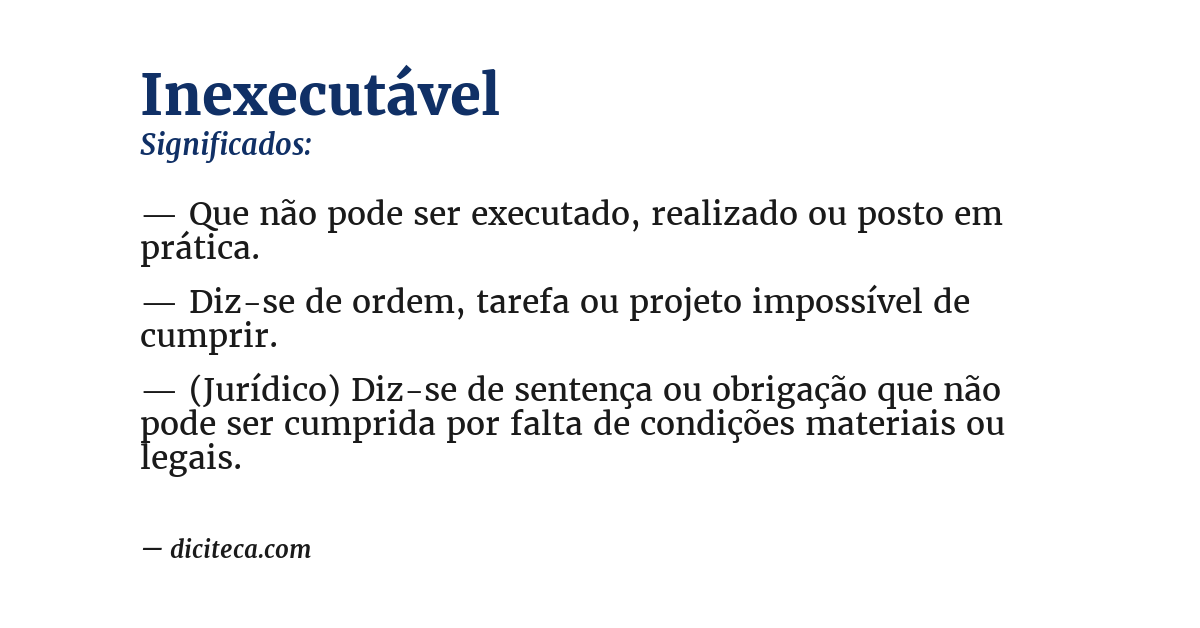 Significado de inexecutável