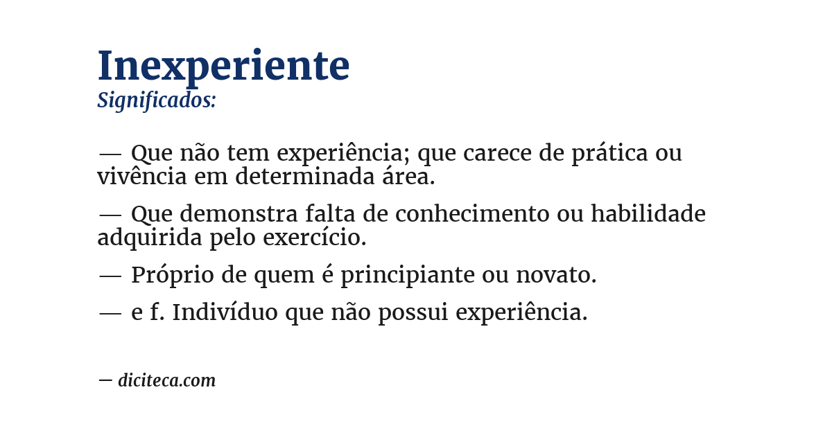 Significado de inexperiente