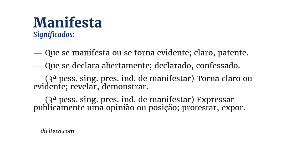 Significado de manifesta