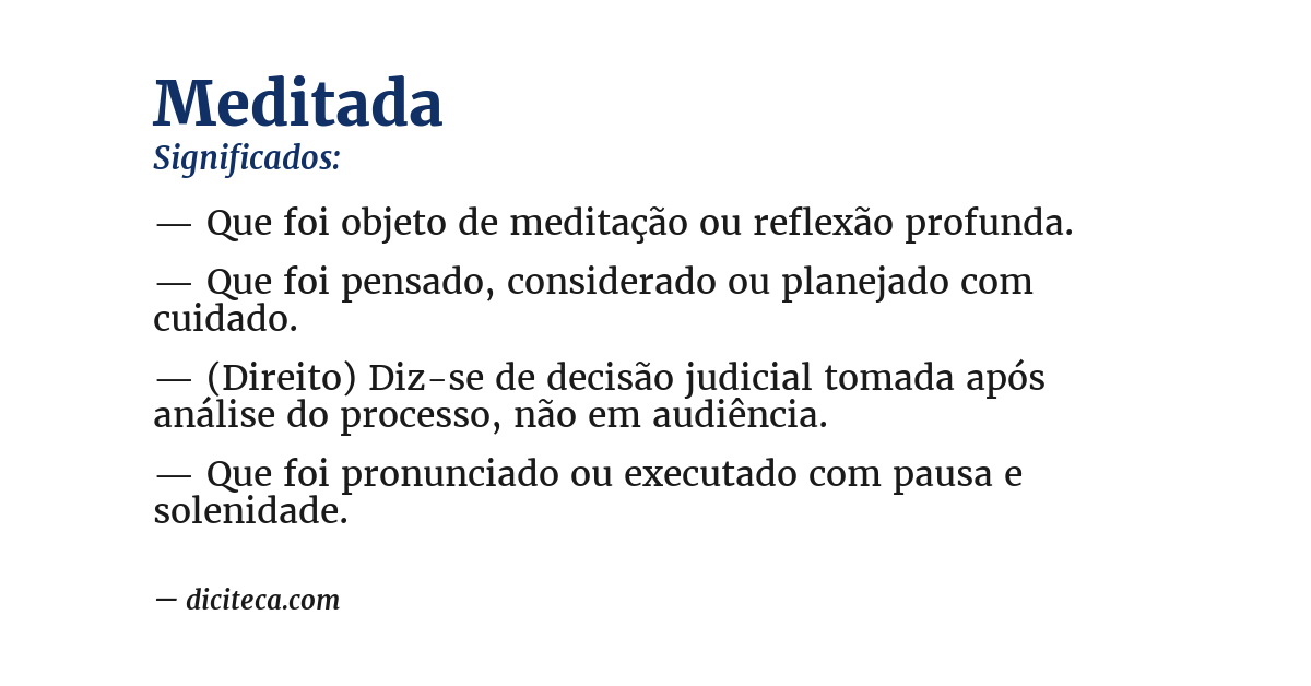 Significado de meditada