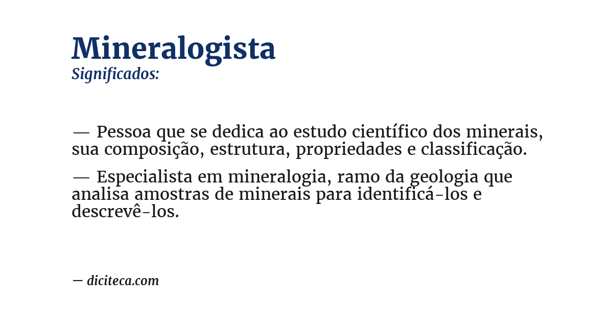 Significado de mineralogista