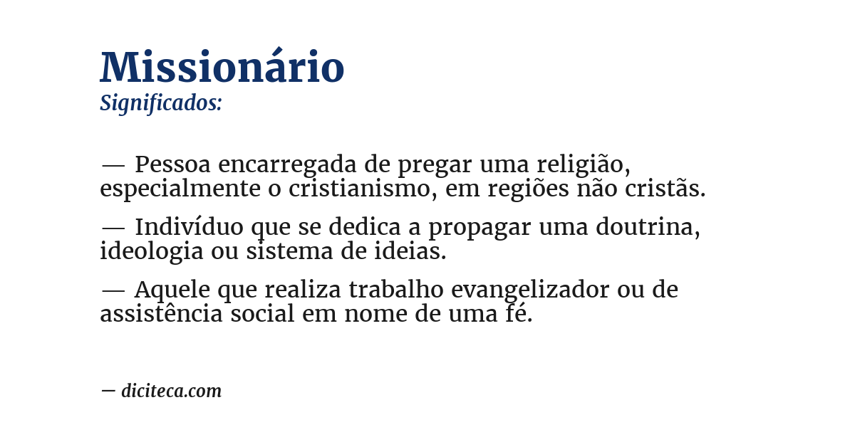 Significado de missionário