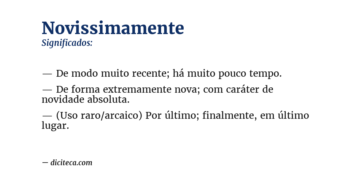 Significado de novissimamente