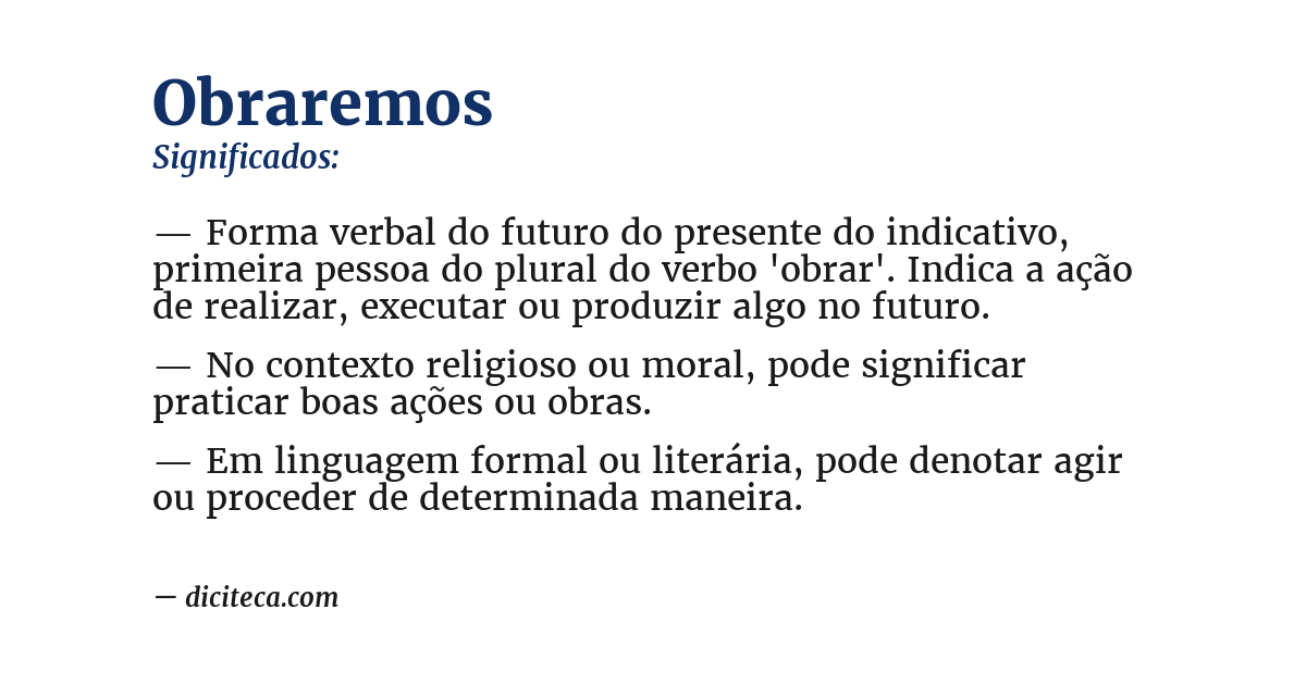 Significado de obraremos