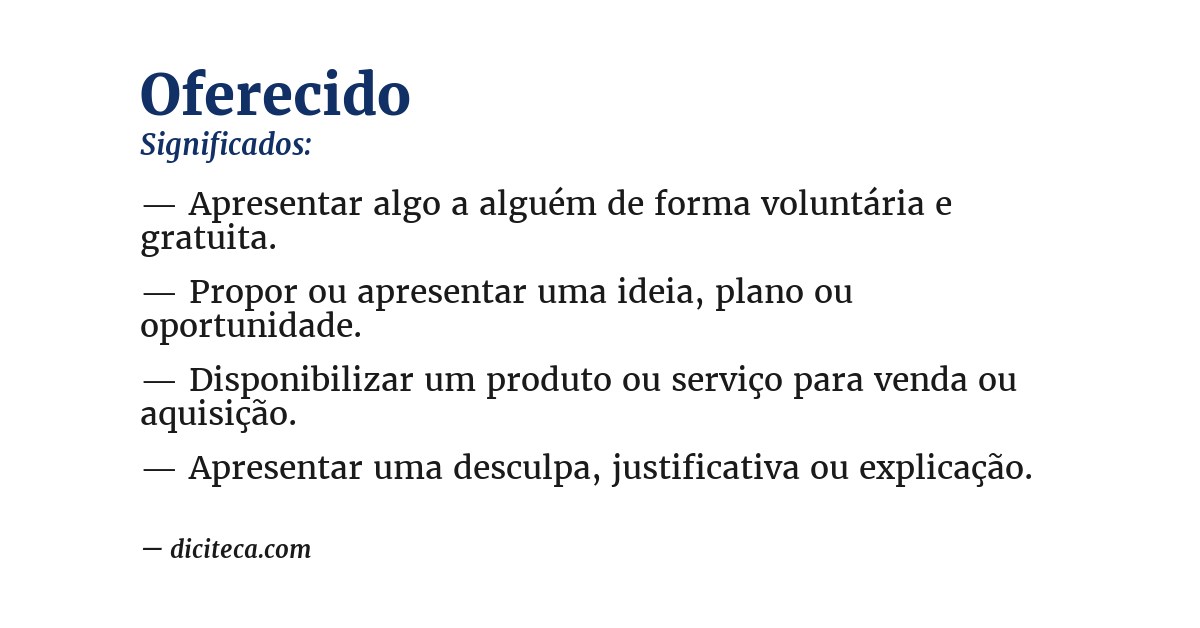Significado de oferecido