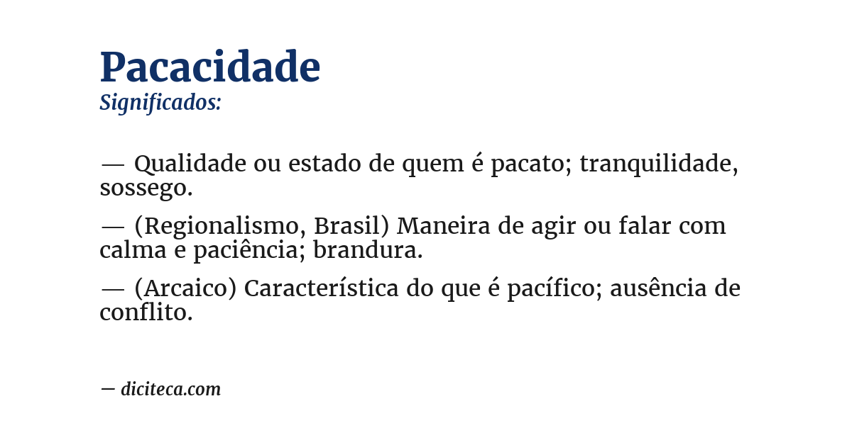 Significado de pacacidade