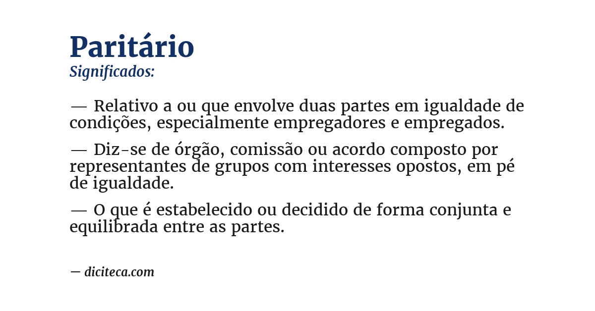 Significado de paritário