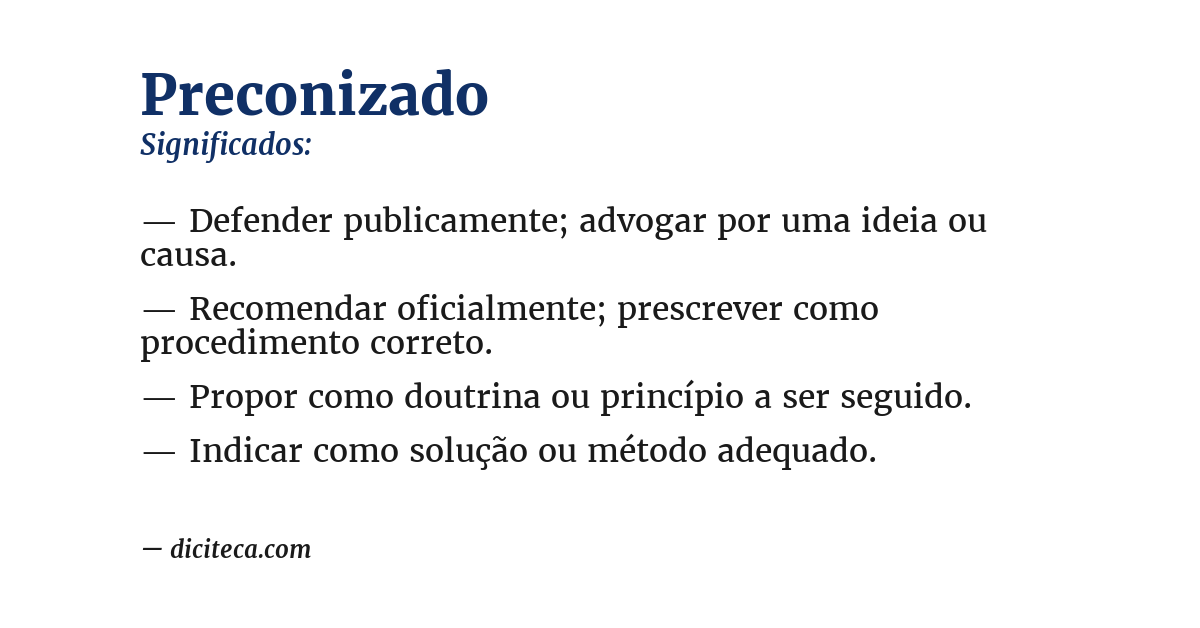 Significado de preconizado