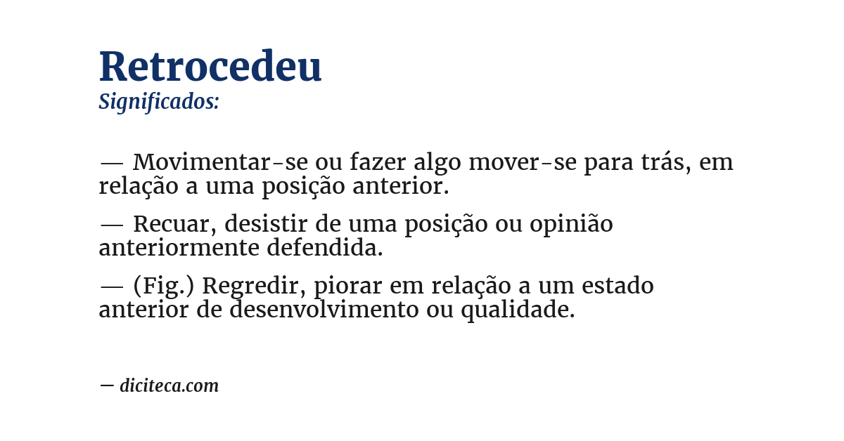 Significado de retrocedeu