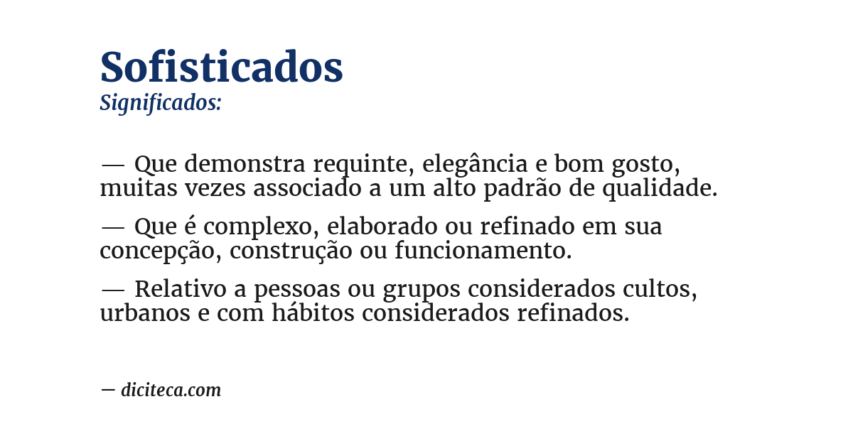 Significado de sofisticados