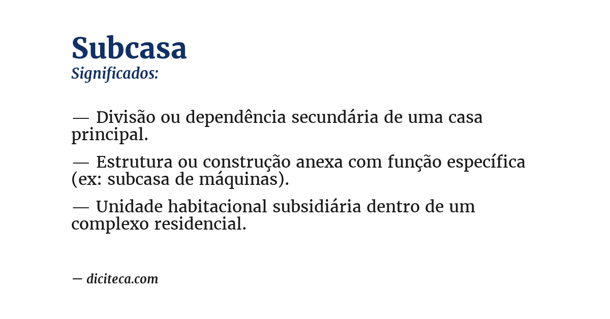 Significado de subcasa