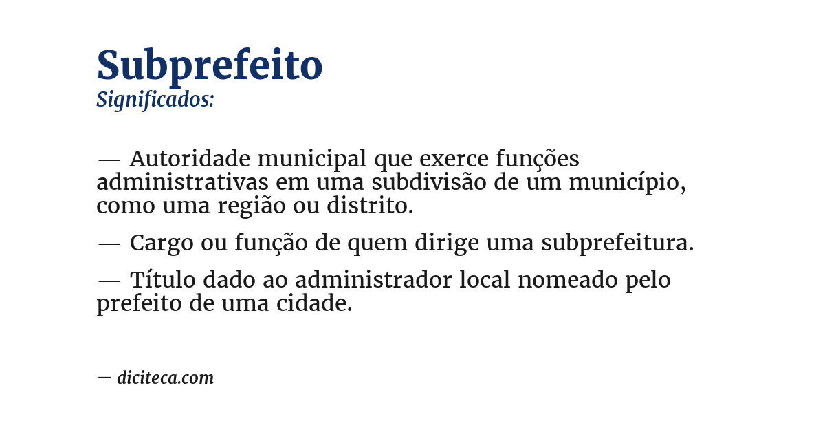 Significado de subprefeito