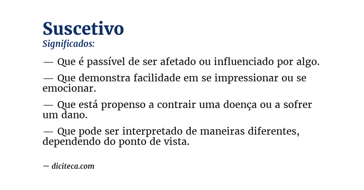 Significado de suscetivo