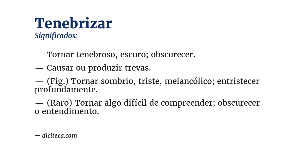 Significado de tenebrizar
