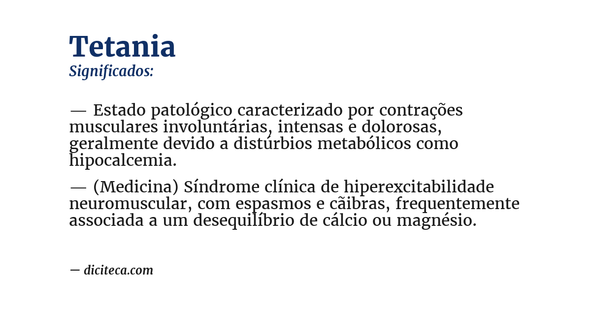 Significado de tetania