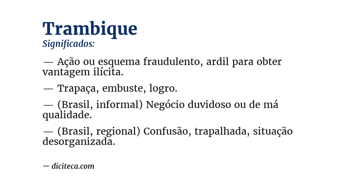 Significado de trambique