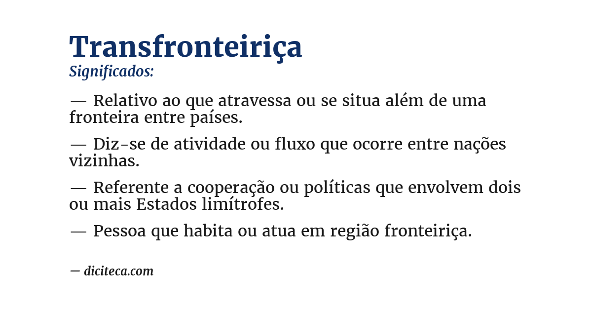 Significado de transfronteiriça
