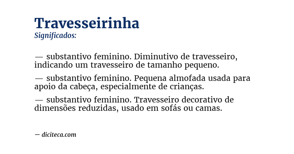Significado de travesseirinha