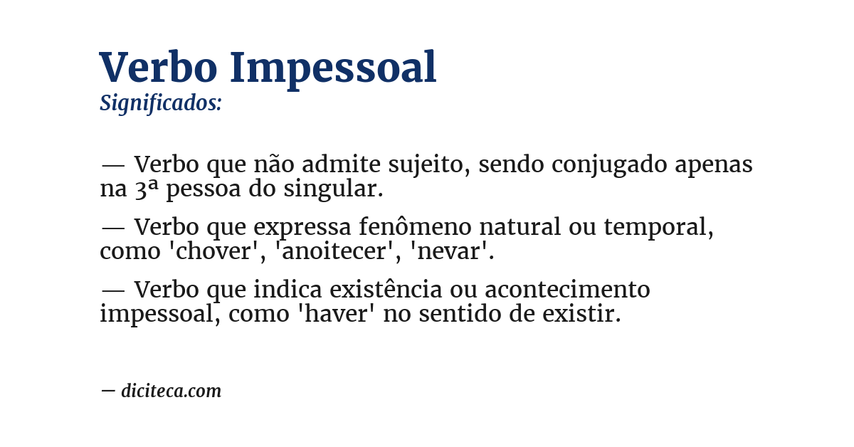 Significado de verbo impessoal