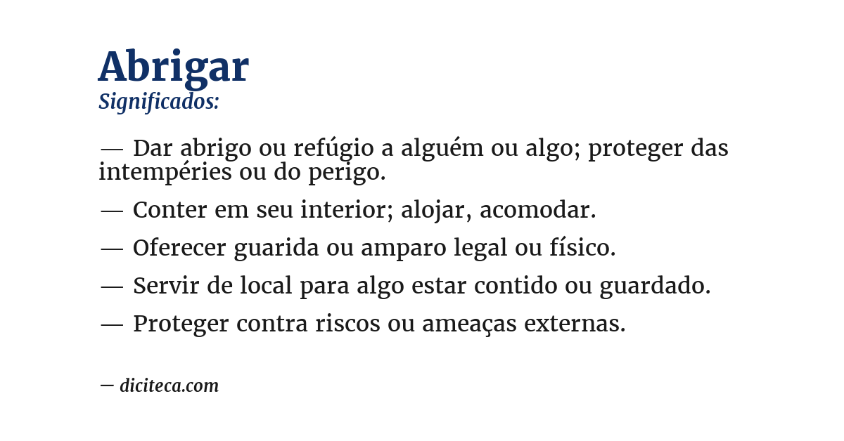 Significado de abrigar