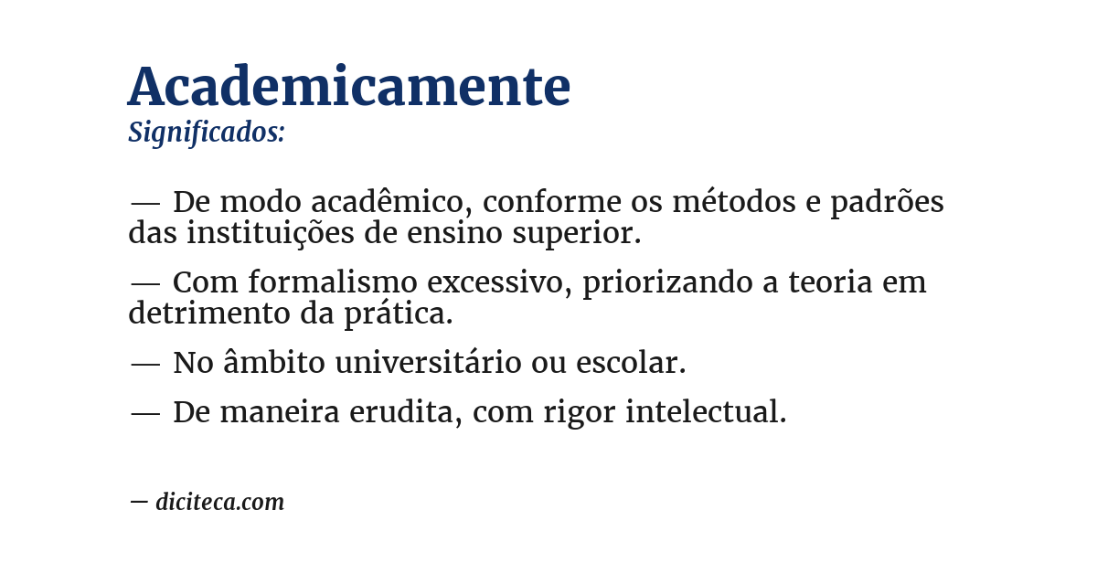Significado de academicamente