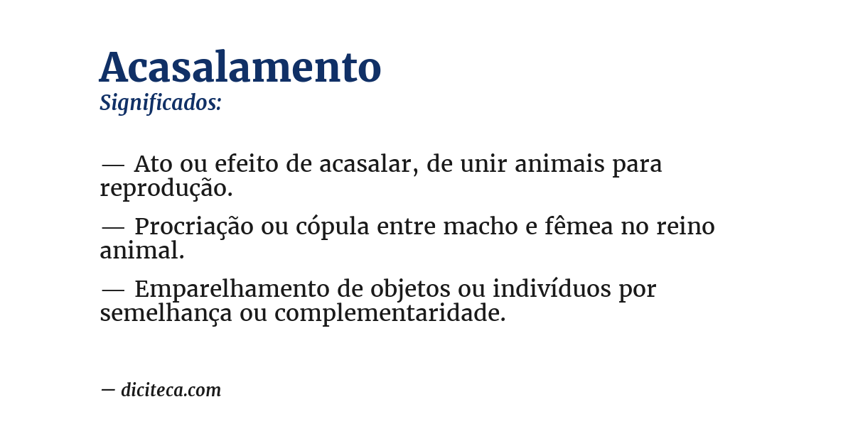 Significado de acasalamento