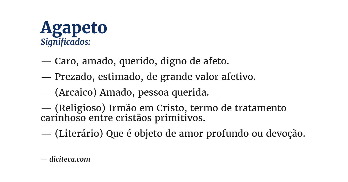 Significado de agapeto