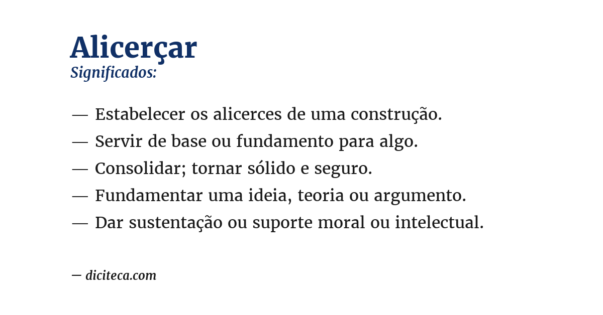 Significado de alicerçar