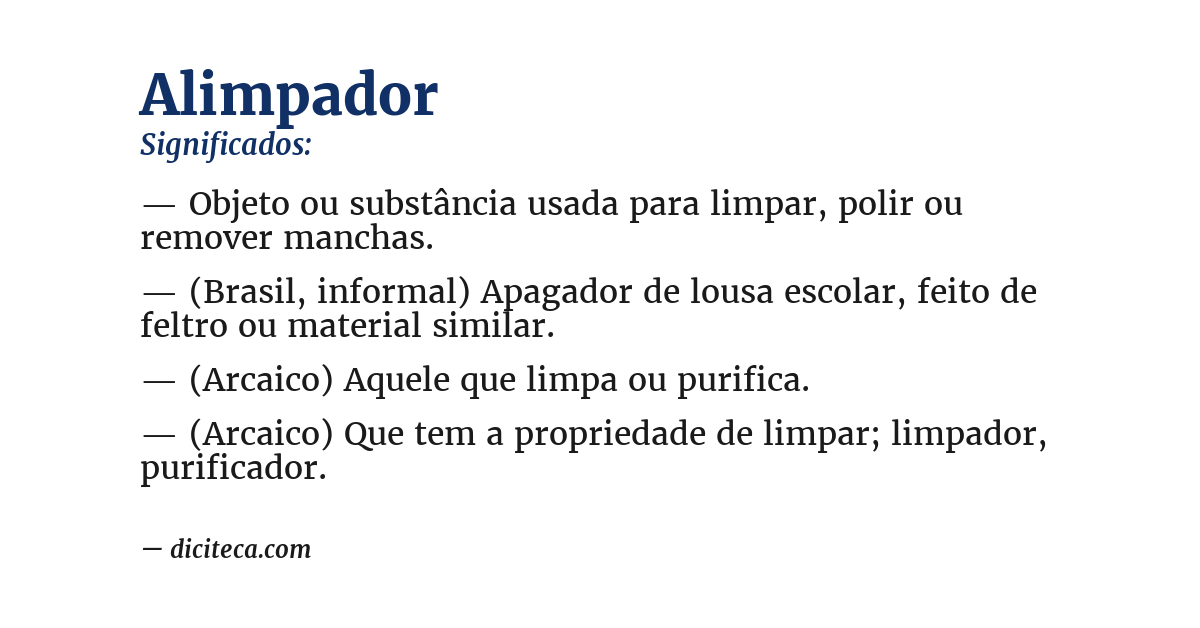 Significado de alimpador