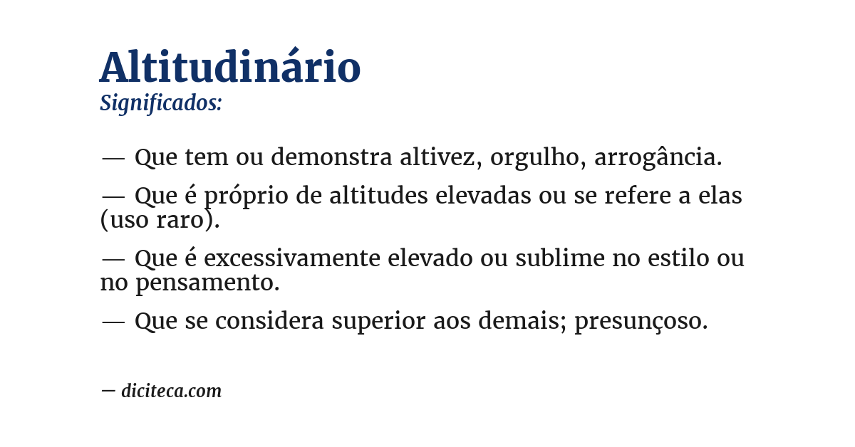 Significado de altitudinário