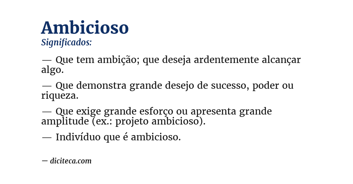 Significado de ambicioso