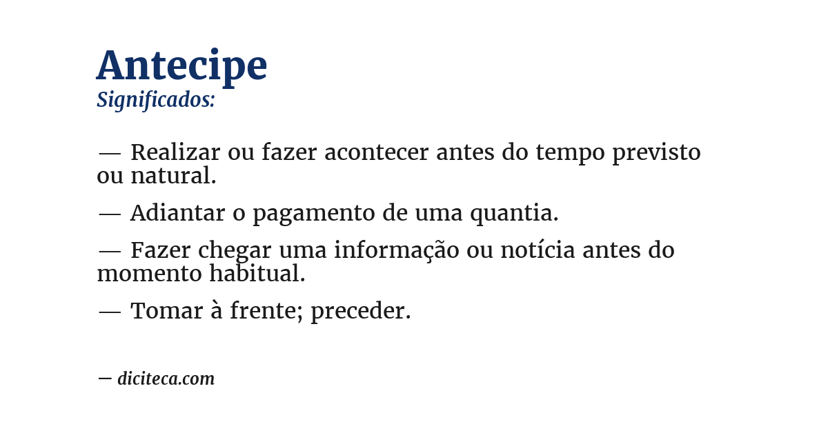 Significado de antecipe