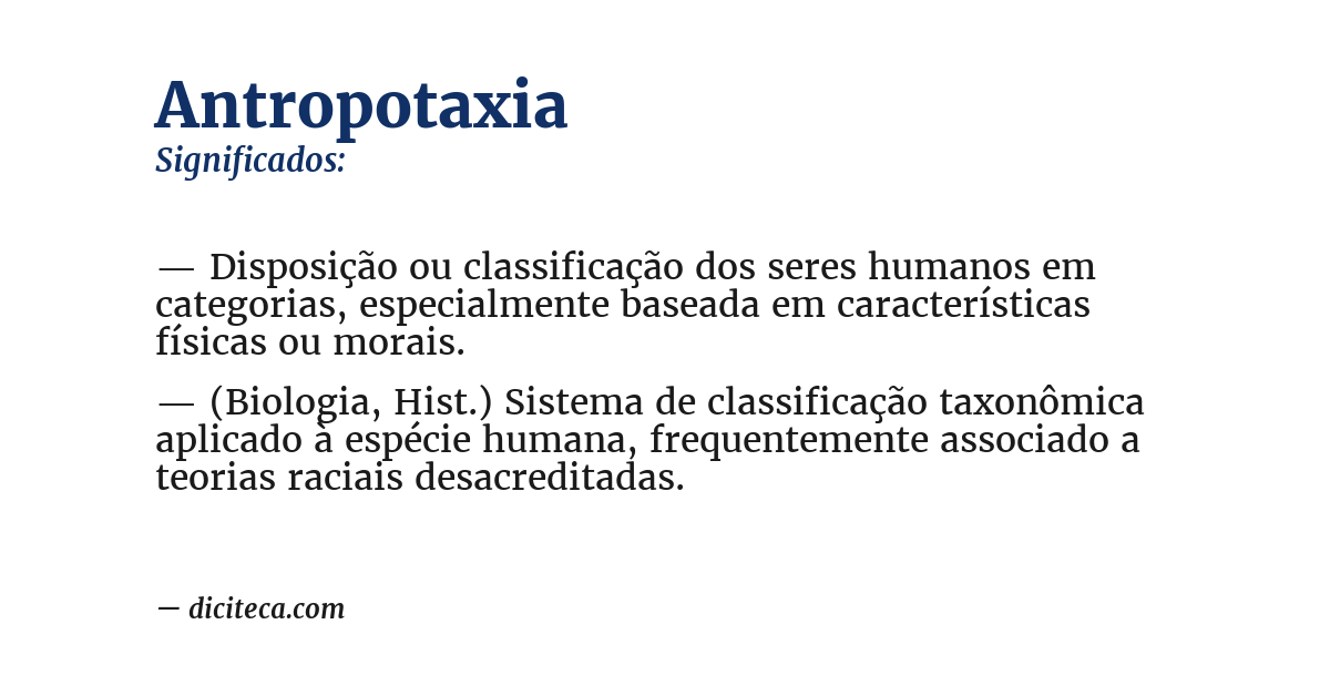 Significado de antropotaxia