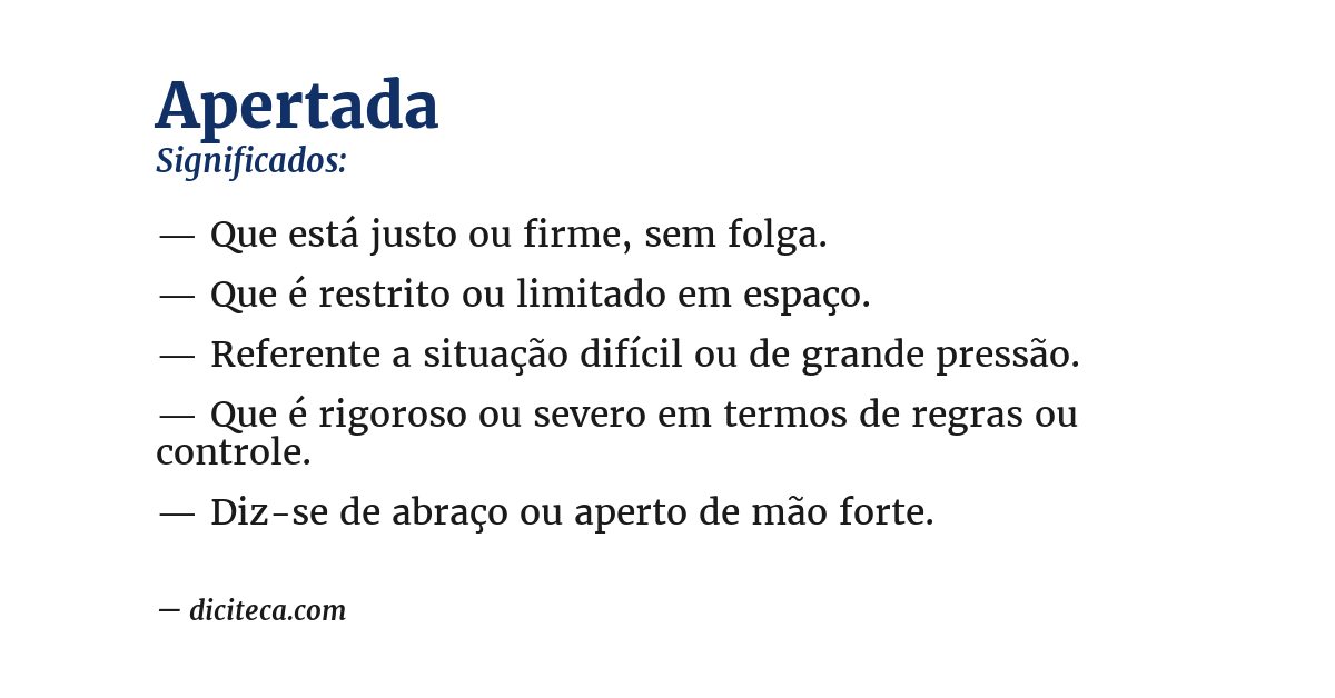 Significado de apertada