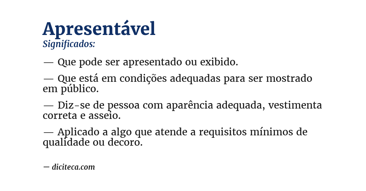 Significado de apresentável