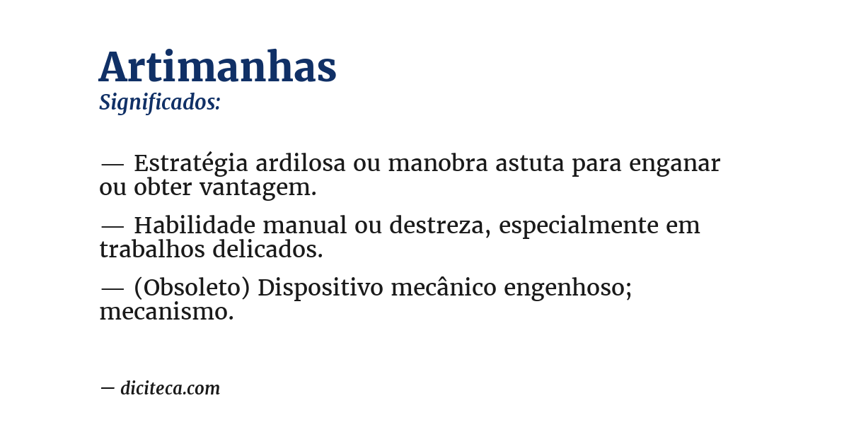 Significado de artimanhas
