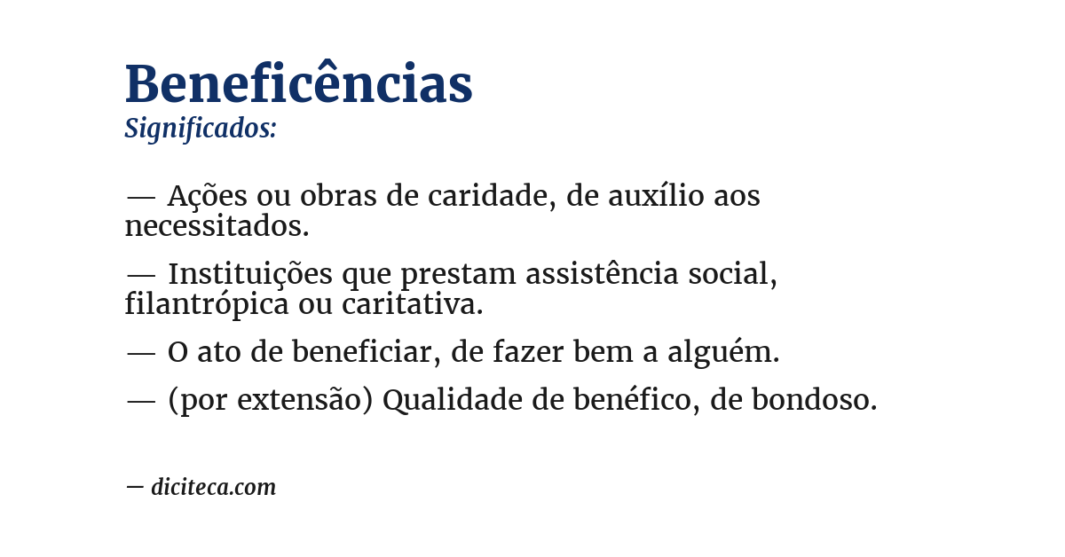 Significado de beneficências
