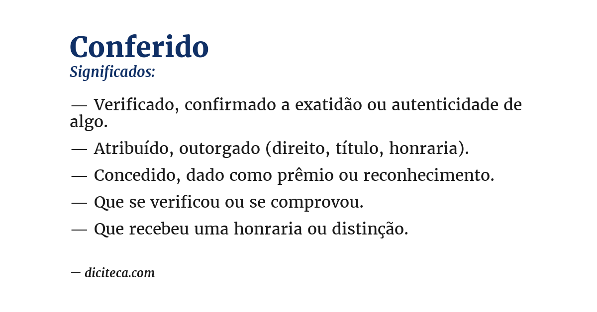 Significado de conferido