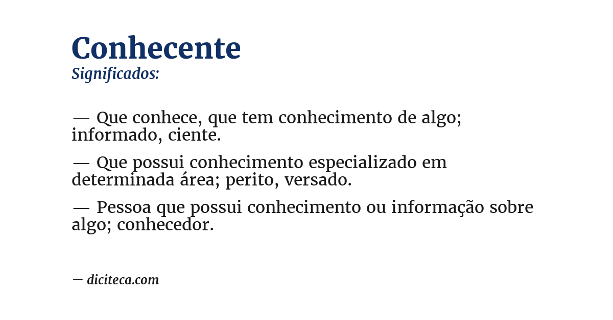 Significado de conhecente