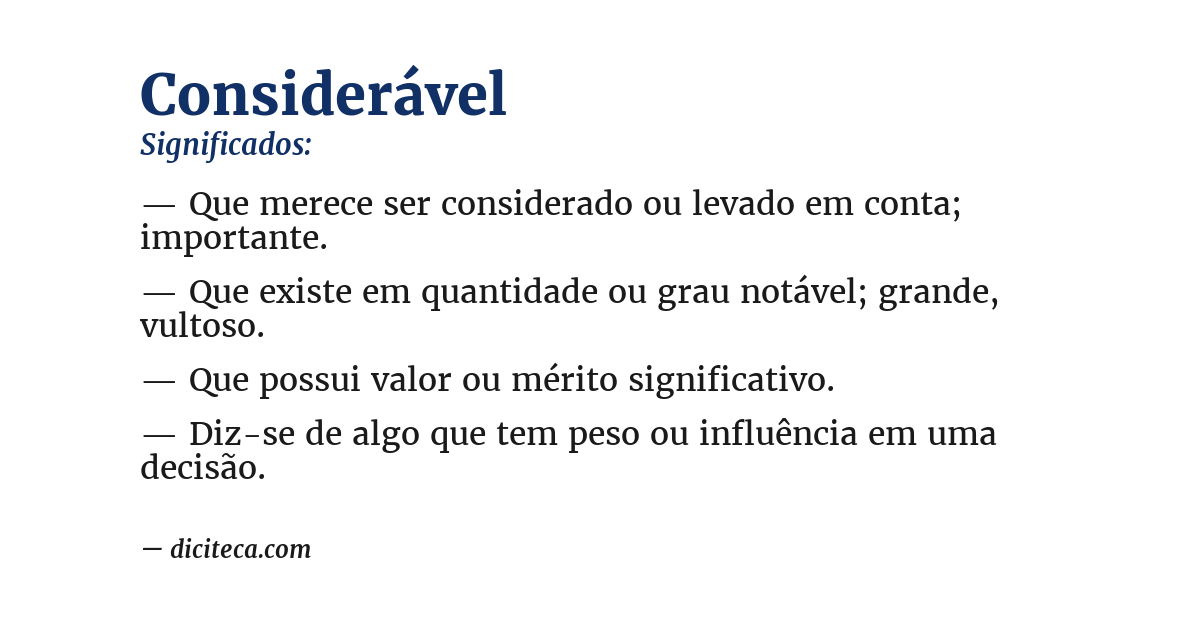 Significado de considerável