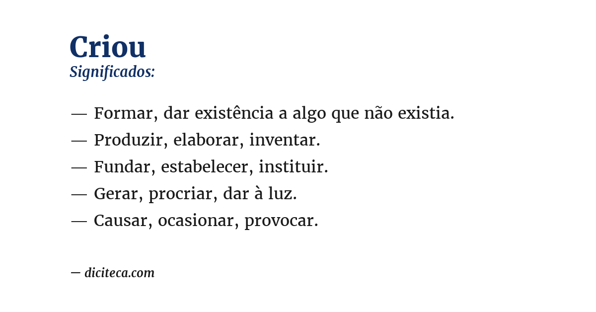 Significado de criou