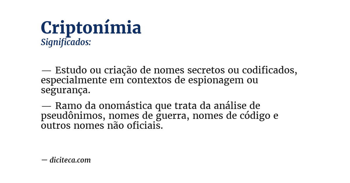 Significado de criptonímia