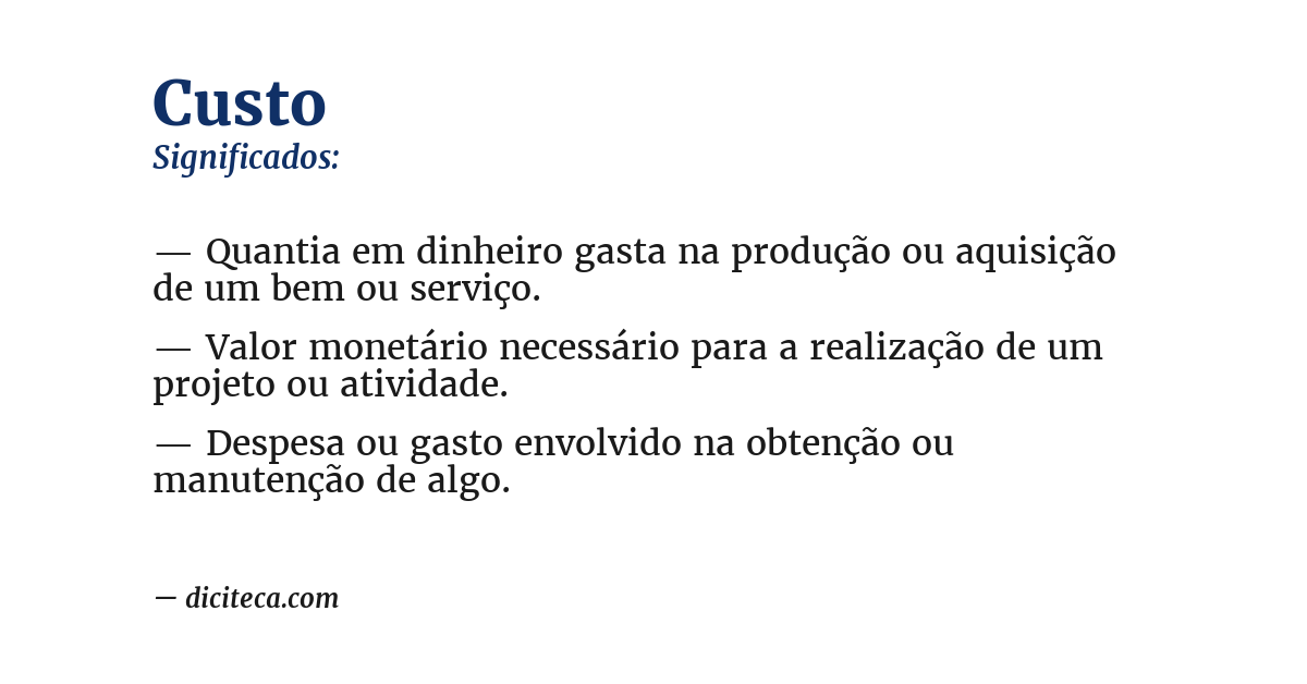 Significado de custo
