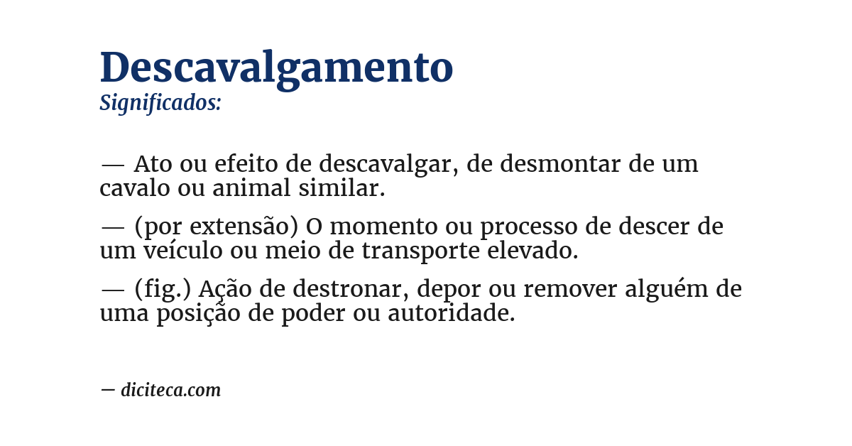 Significado de descavalgamento