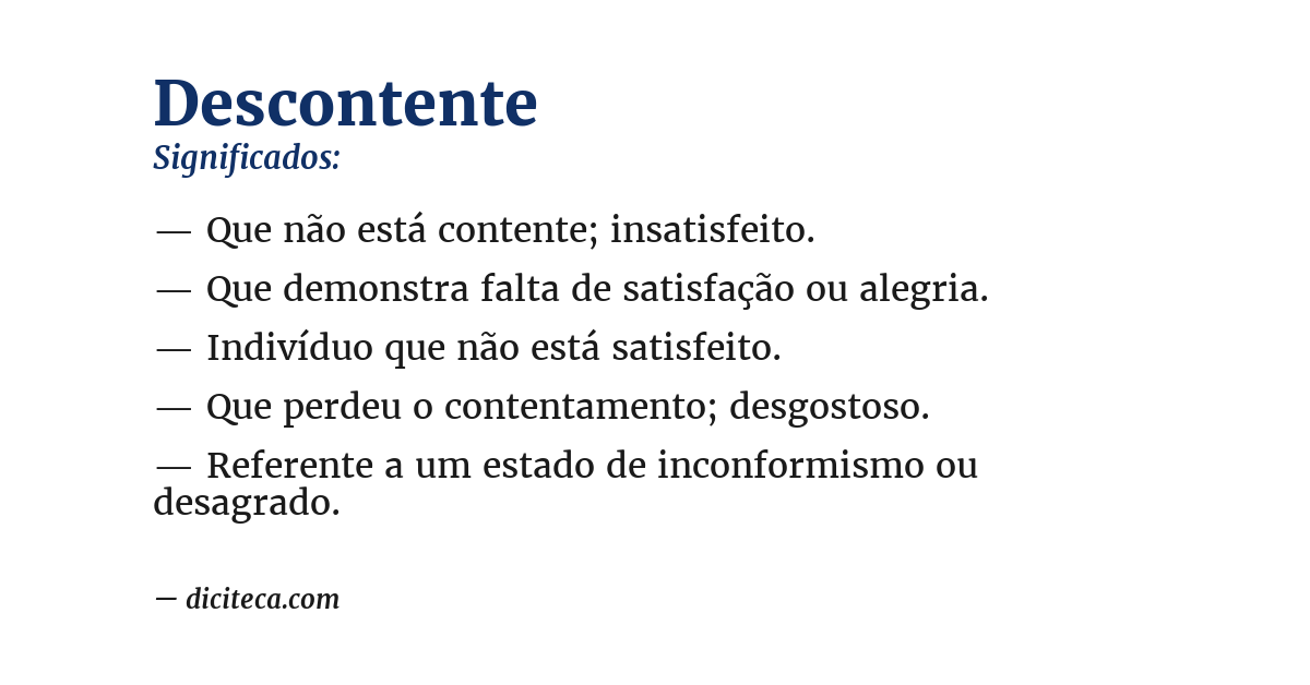 Significado de descontente