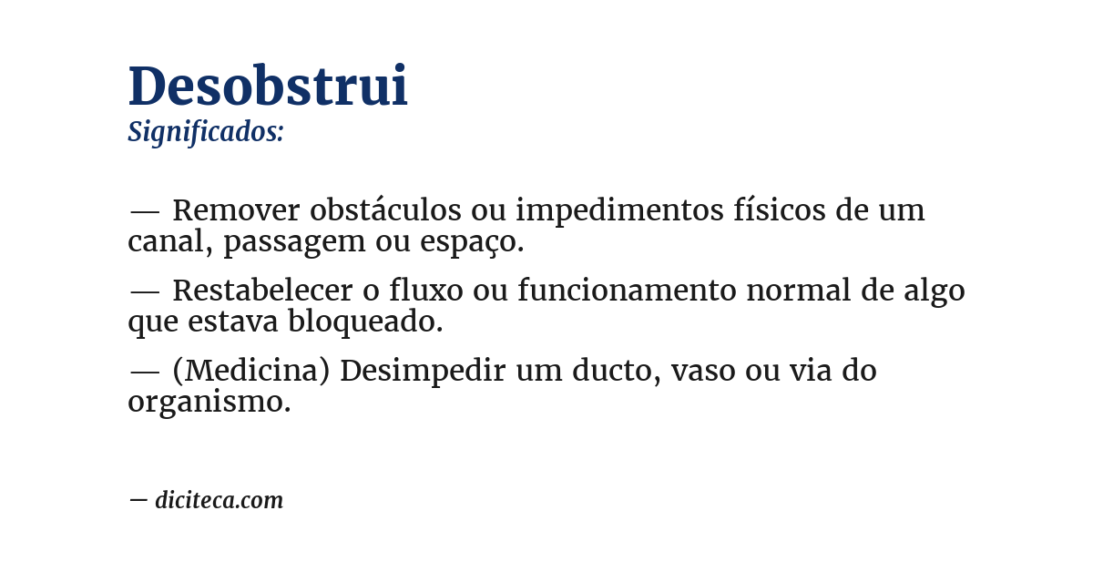 Significado de desobstrui