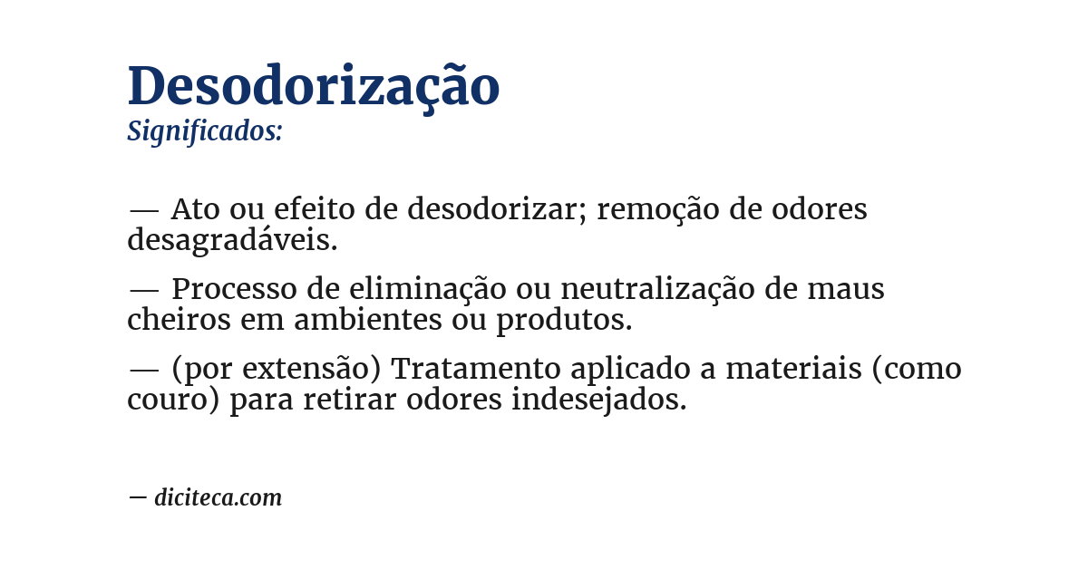 Significado de desodorização