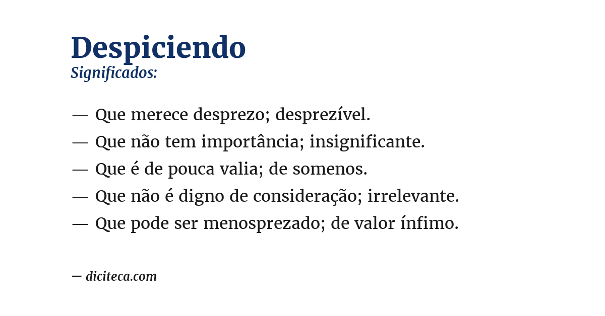 Significado de despiciendo