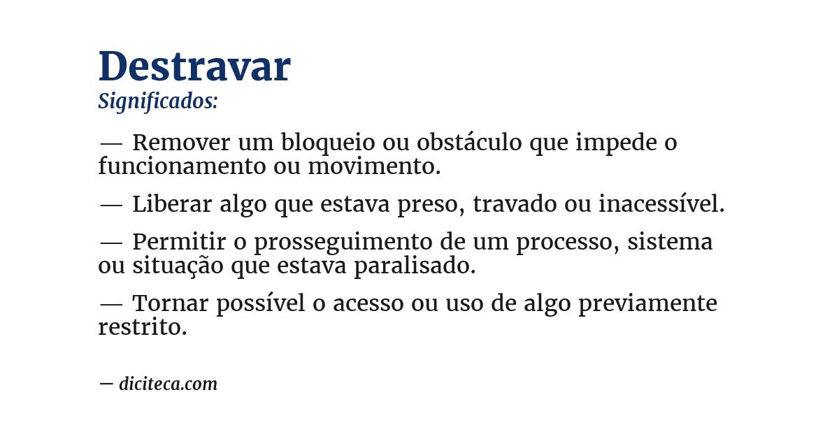 Significado de destravar